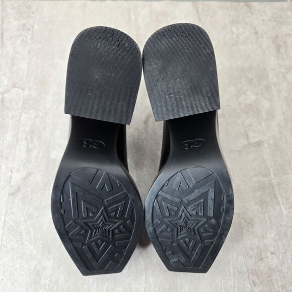 GB Oxford Platform Pumps 8.5 Black Lace Up Y2k Grunge Chunky Block Heel Booties - Picture 7 of 11